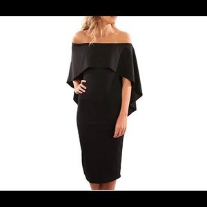 Black bodycon cape dress